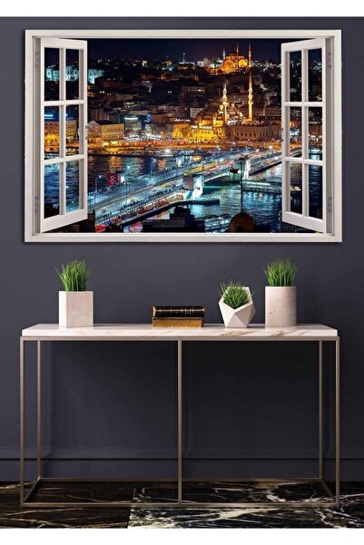 KanvasSepeti Açılır Pencere Görünümlü Istanbul Manzaralı Kanvas Tablo