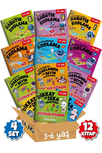 Gong 3-6 Yaş Robotik Kodlama Dev Çocuk Etkinlik 12'li Kitap Seti