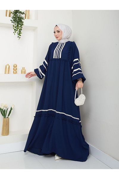 YEDİLALE Pompon Embroidered Tessettur Dress