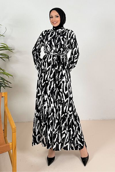 Bestenur Agrel Woven Viscose Dress 1343 - Black
