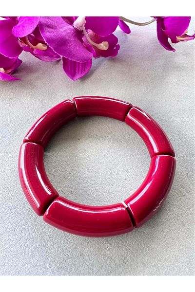 Pelin Aksesuar Burgundy Elastic Bracelet