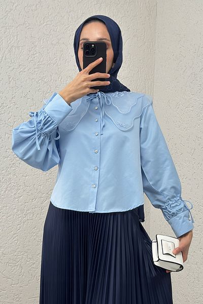 Salih Çelebi Cămașă scurtă cu guler pentru bebeluși 2254 - BEBE BLUE