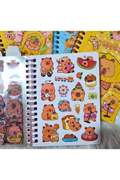 Kawai Capybara Kapibara 16 Sayfa 300 Adet Sticker Su Geçirmez ve Opak