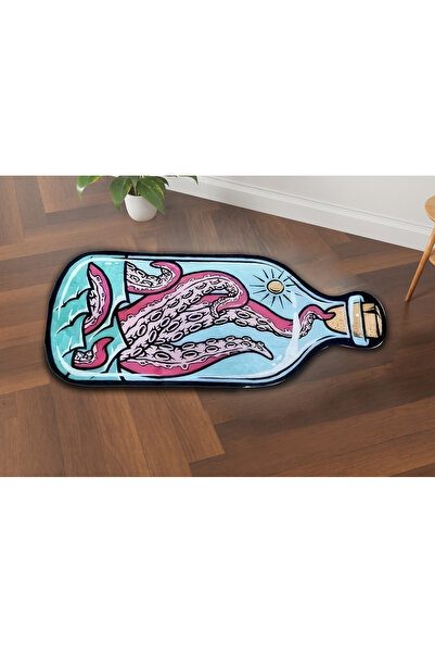 Rugs Modern Halı Alya Koleksiyonu Şişede Ahtapot Desenli Dokuma Taban Dekorat...