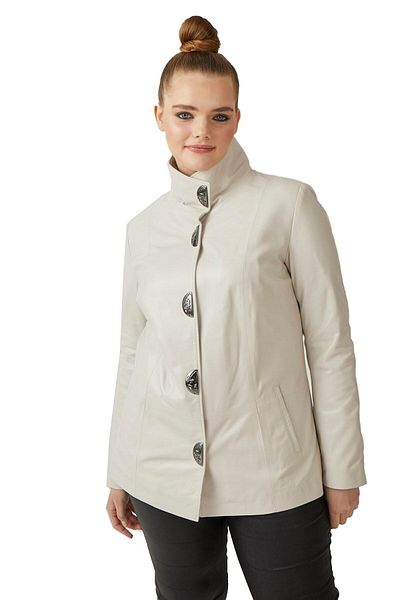 Deriderim Beige Rowena Lined Women's Genuine Leather Jacket