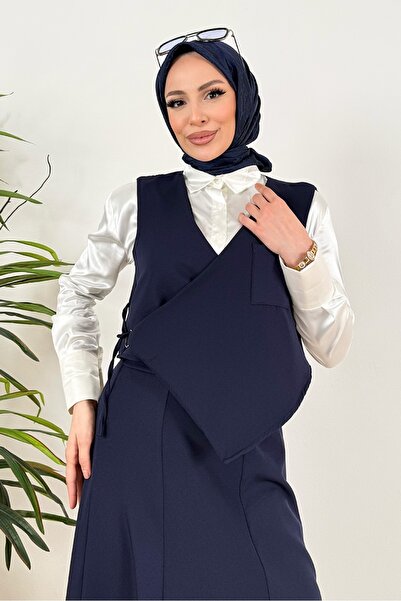 Bestenur Leris Γιλέκο Φούστα Διπλό Σετ 1346 - Navy Blue