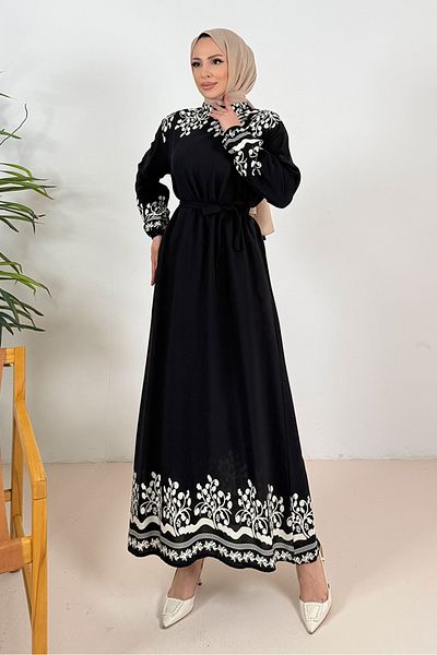 Bestenur Delar Woven Viscose Dress 1349 - Black