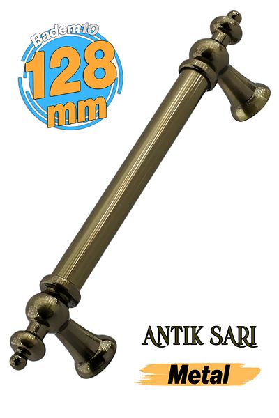 Badem10 Metal otoman Galben antic 128 mm 12,8 cm Mobilier Bucătărie Sertar Dulap Dulap Mâner Mâner