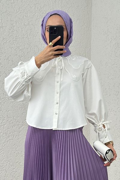 Salih Çelebi Baby Collar Short Πουκάμισο 2254 - ΛΕΥΚΟ