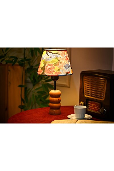 Vivense EVLİGHT FRESH AHŞAP AYAKLI KUMAŞ BAŞLIK ABAJUR