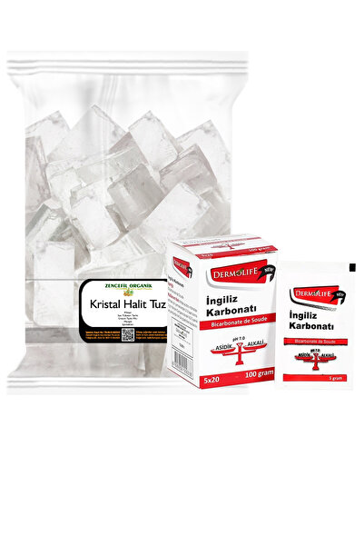 Zencefil Organik Halit Tuz 500 Gr. + İngiliz Karbonatı 20 Stick Sodyum Bikarbonat Alkali Yaşam Kristal Tuz Sole Tuzu