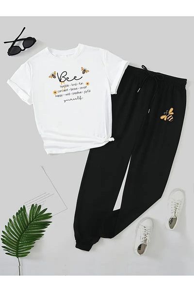 DAXİS Sportwear Company ΓΥΝΑΙΚΕΙΑ Σετ αθλητικές φόρμες με στάμπα T-shirt Jogger Sweatpants - Bottom Top Set