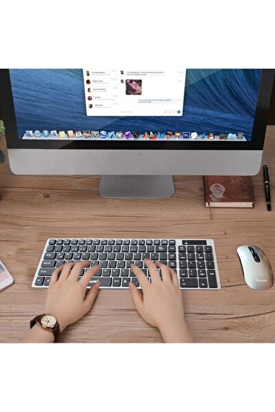 gaman Kablosuz Klavye Mouse Seti Bilgisayar Klavyesi Tv Klavye Mouse Seti Pilli Wırelees Combo GDX7700