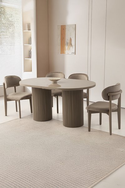 Sweet Home Masa Sandalye Açılır Oval Picasso H.G Yemek Masası Takımı Masal Sandalye Natural 1 Masa 6 Sandalye )