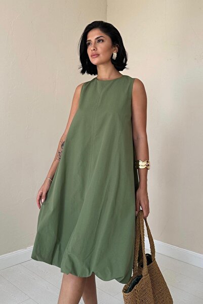 Buklemoda Rochie cu balon durabilă kaki