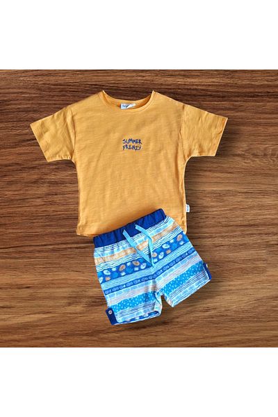 Bebetto Summer Themed Combed Cotton 2-Piece Shorts Set
