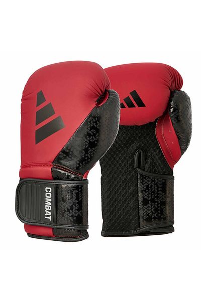 adidas Adic50Tg Combat 50 Boxing Gloves Red Matte Leather Kick Boxing Gloves