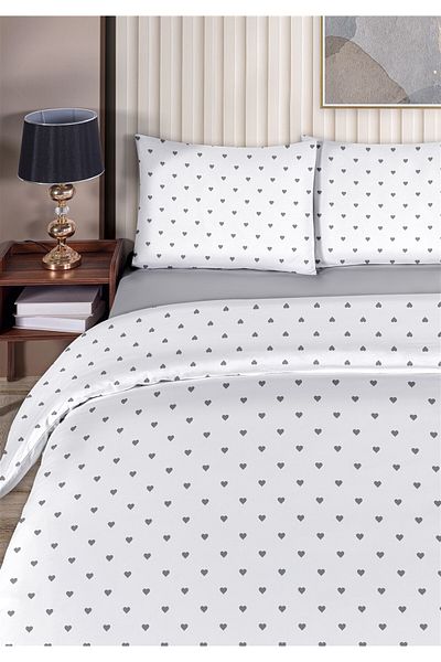 Evim Lovely 100% Cotton Akfil Cotton Σετ Παπλωματοθήκη Διπλό 200x220cm Γκρι