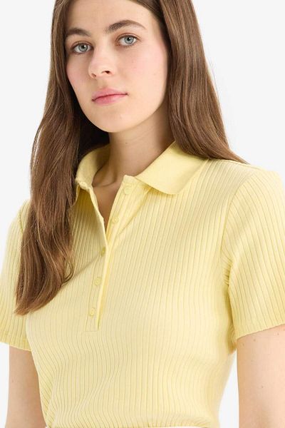 DeFacto New Season Slim Fit Slim Fit Ribbed Camisole Short Sleeve Polo T-Shirt