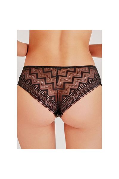 Magic Form 748 Leather Zigzag Lace Panties - Black
