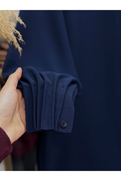 Ebrar Store Seçil Sleeves Ribbed Linda Tunic-El1176 Navy
