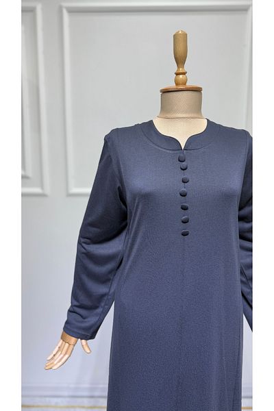ModaMinar Women's V-Neck Viscose Combed Fabric Buttoned Mother Dress