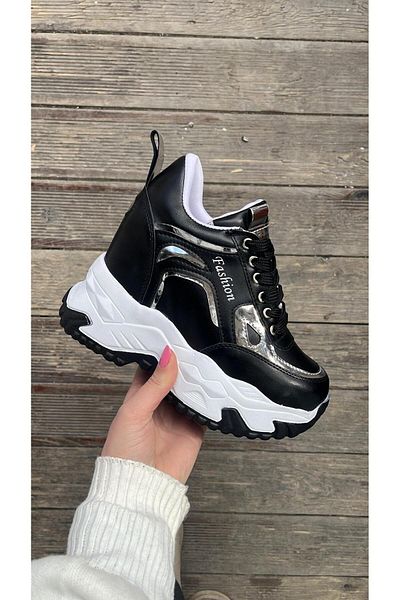 Afilli Pantofi de damă, negru, alb, lucios, ascuns, cu talpă înaltă, cu căptușeală interioară, cu platformă, cu toc, pantofi sport casual
