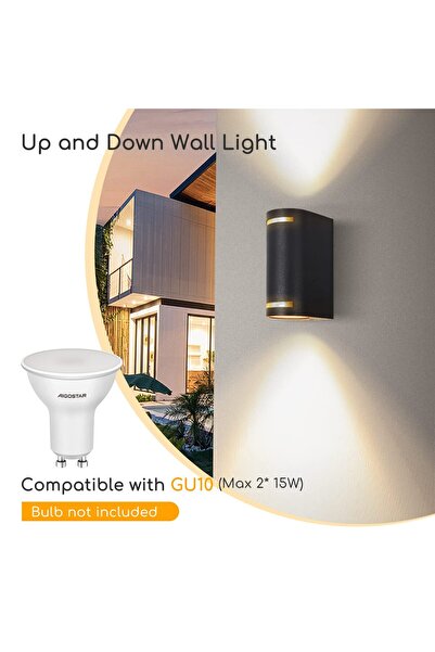 fullreyon Alüminyum Çift Yönlü Elektrikle Çalışır 14 Watt BEYAZ IŞIK İç ve Dış Mekan Bahçe Balkon Salon Apliği