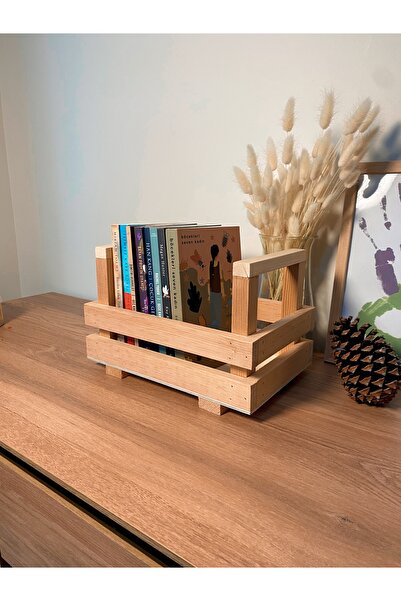 Limon Dekor Masif Ahşap Sandık, Tutma Saplı - Servis Kasası - Cafe Masaüstü Organizer / Wooden Box with Handle