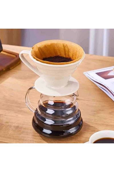 artizanmutfak Ceramic V60 Dripper |   Filter Coffee Brewing Equipment White