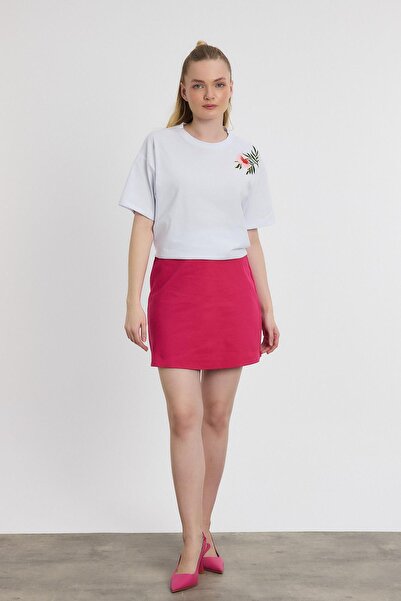 Rays 2150-21 Tricou alb cu broderie cu flori