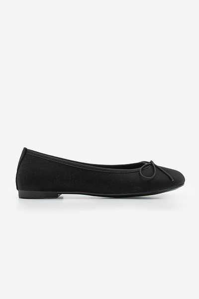 Marjin Ballerinas für Damen aus schwarzem Satin – Tovran mit Schleifendetail
