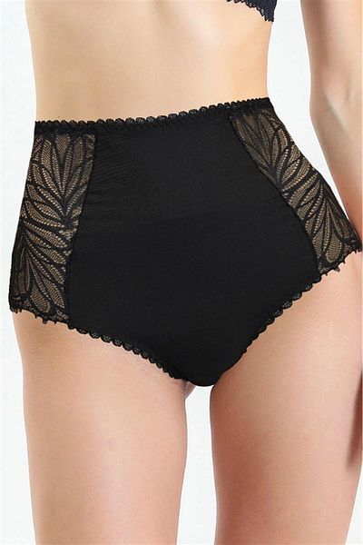 Magic Form 586 Women's High Waist Back Lace Panties-black