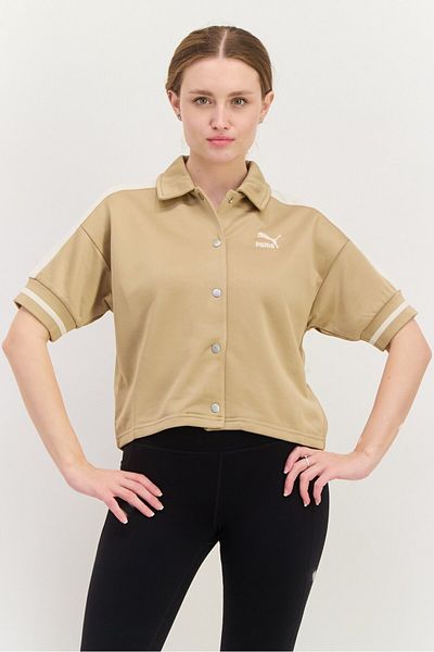 Puma Women Sportswear Fit Short Sleeves Outdoor Track Jacket, Tan