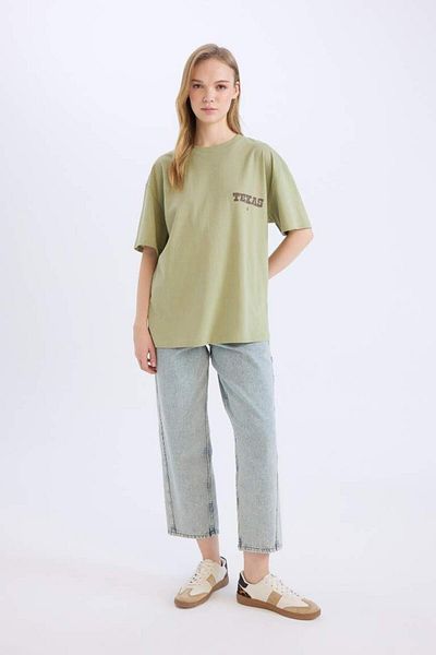 DeFacto New Season Oversize Wide Fit Crew Neck Back Print Short Sleeve T-Shirt