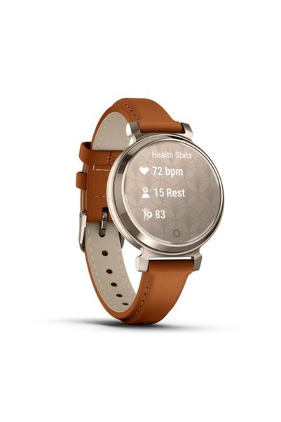 Garmin LILY 2 CREAM GOLD CASE WITH TAN LEATHER BAND