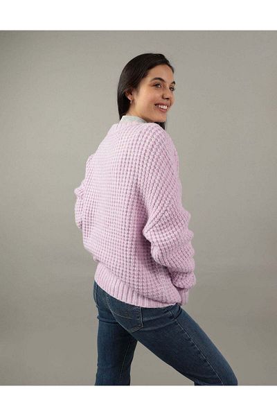 AMERICAN EAGLE AE Oversized Waffle Crewneck Sweater