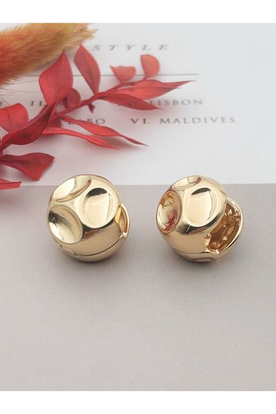 Siya Silver Curved Wavy Vintage Steel Ball Earrings