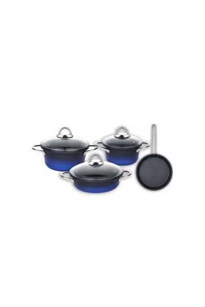 Schafer Husky Yanmaz Yapışmaz Döküm Tencere Seti 7 Parça Lacivert