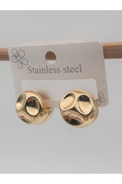 Siya Silver Curved Wavy Vintage Steel Ball Earrings