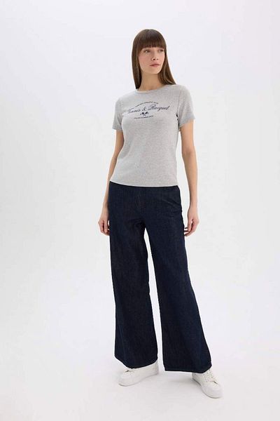 DeFacto New Season Regular Fit Crew Neck Printed Rib Short Sleeve T-Shirt
