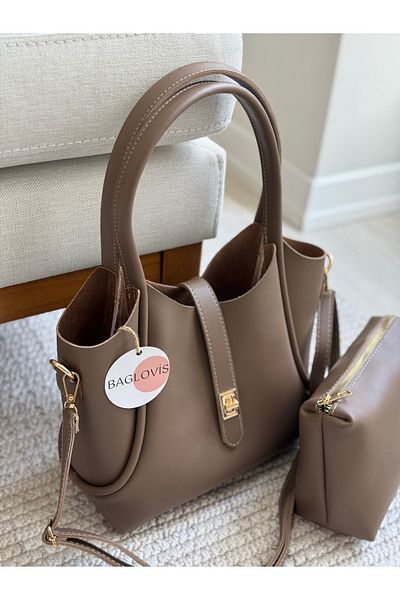 BAGLOVİS PUPPY BAG ДОПЪЛНИТЕЛЕН ПРЕДЕН ДЕТАЙЛ ЗАКЛЮЧВАНЕ ДАМСКА ЧАНТА ОТ ТЪМНА НОРКА ПРЕЗ РАМО