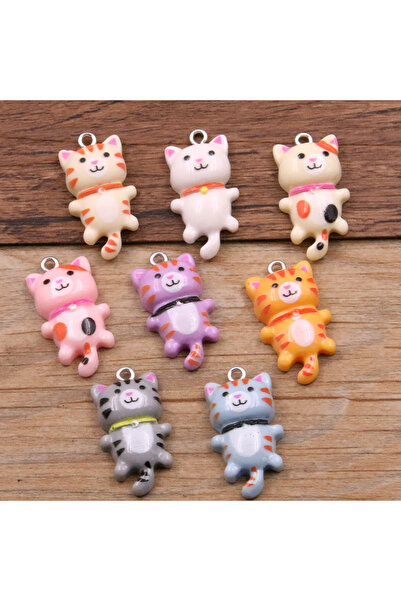 Choice مزيج 10 قطع 15*29 مم 8 ألوان Kawaii Cat Charms المعلقات لصنع المجوهرات...