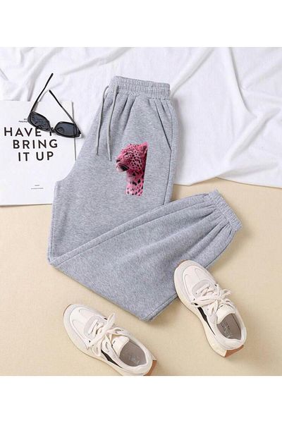 RPT MODA ΦΟΡΜΑ JOGGER ΜΕ Άνετο ΕΛΑΣΤΙΚΟ ΠΟΔΙ ΚΑΙ ΤΣΕΠΕΣ ΡΟΖ ΛΕΟΠΑΡ ΕΚΤΥΠΩΣΗ JOGGER