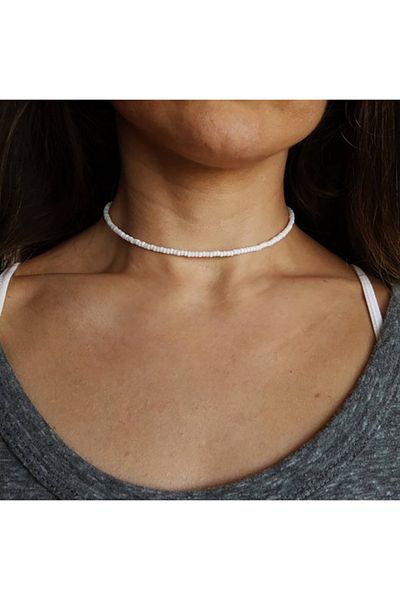Choice 1 Bohemia White Color Acrylic Bead Choker Necklace For Women Vintage Chain Neckace Fashion Jewelry .