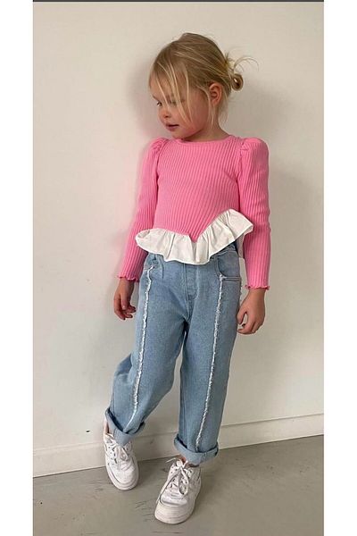 ELONKİDS Striped Jeans 2-Piece Girl's Set