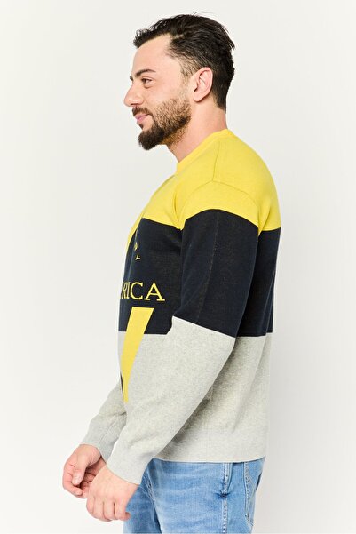 Perry Ellis Men Crew Neck Long Sleeve Brand Logo Sweater, Multicolor