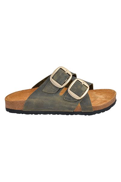 Moosefield Genuine Leather Khaki Antique Women's Slippers
