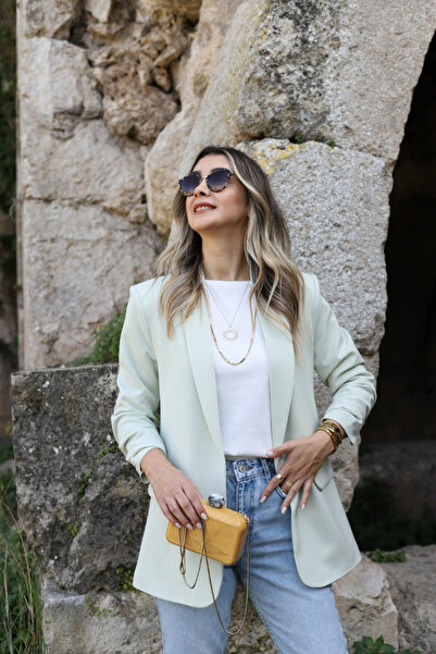 bytugcekaya Water Green Blazer - Μανίκι με λεπτομέρεια