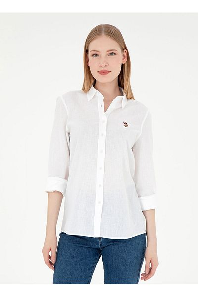 U.S. Polo Assn. SUA Polo Assn. Cămașă Regular Fit Guler Cămașă Albă Femei ELMY025Y